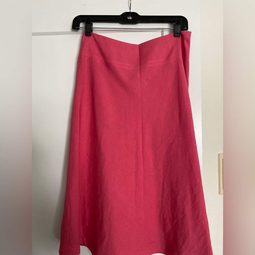 Vintage linen skirt, just below knee length. Bright pink. See matching jacket